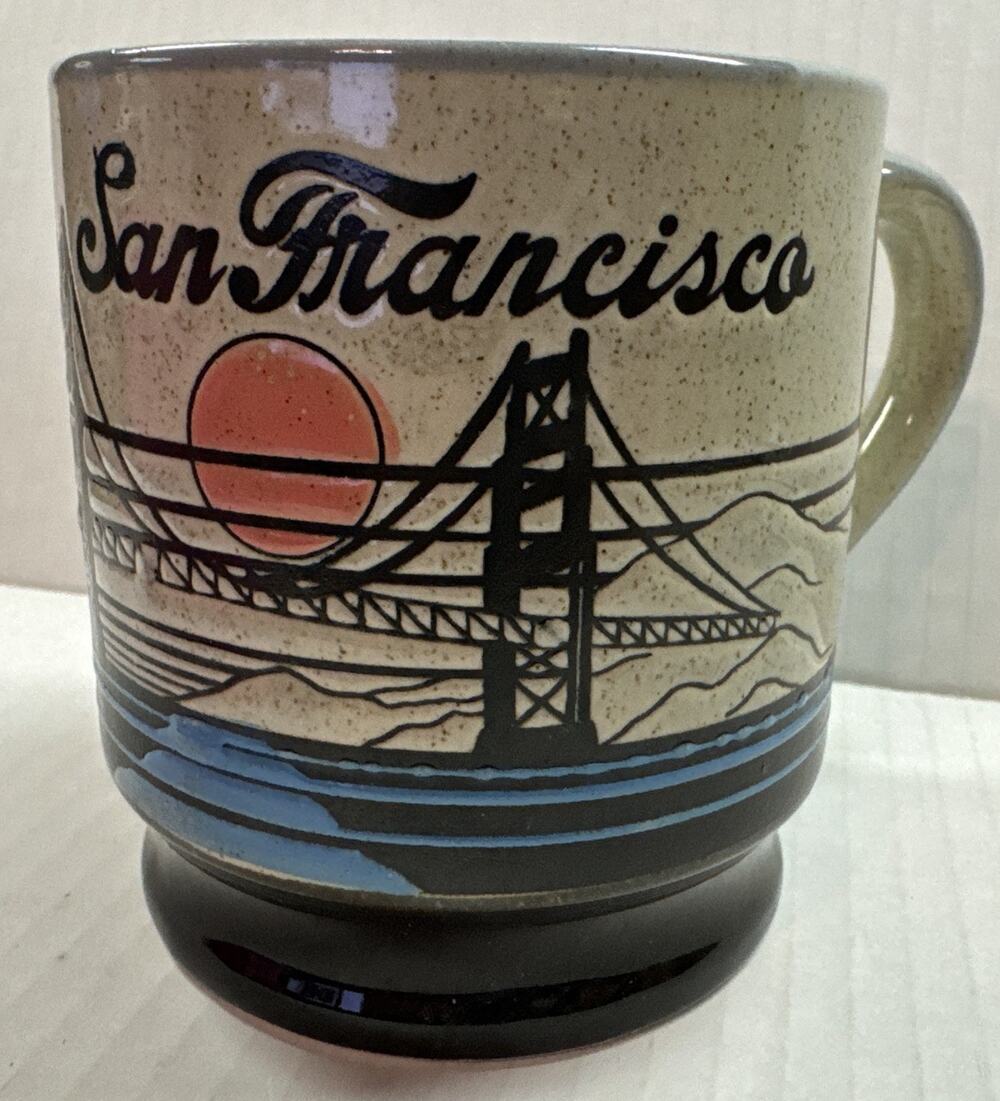 San Francisco Golden Gate Bridge Coffee Mug Cup 1982 VTG Stoneware Never used